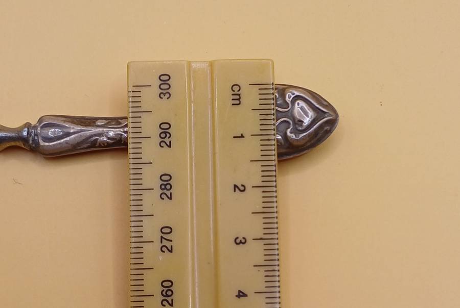 Marked silver nail file lion facing left