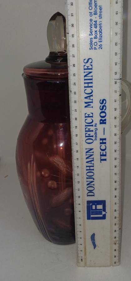 Vintage Ruby red cutglass pitcher with lid