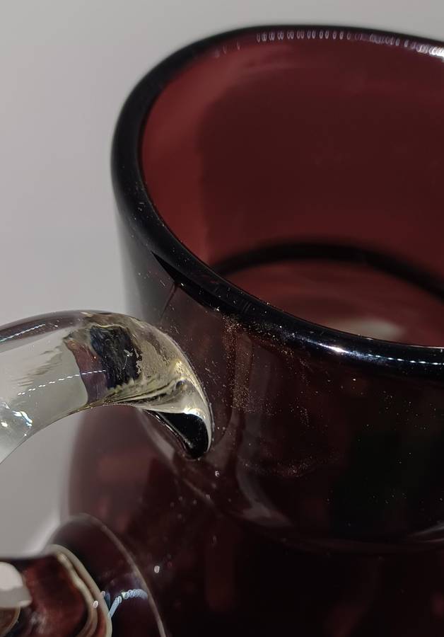 Vintage Ruby red cutglass pitcher with lid