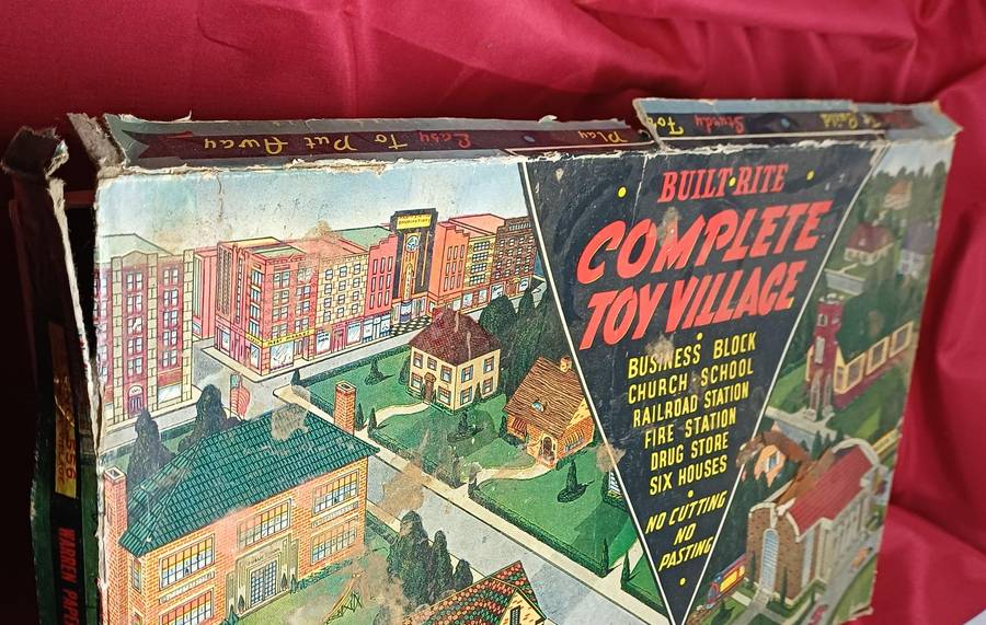 1930's- 1940's  Vintage Built rite cardboard toy village