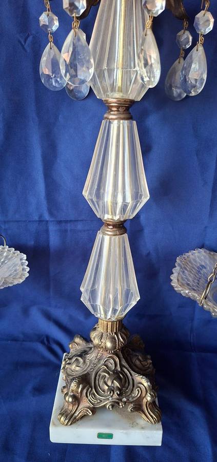 Vintage ornate brass and cut glass display piece