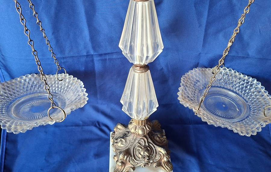 Vintage ornate brass and cut glass display piece