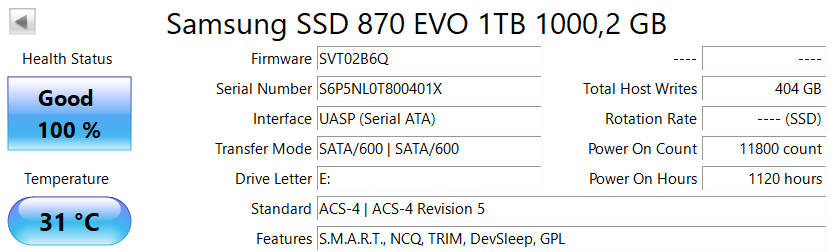 Samsung 870 Evo 1TB 2.5" SATA III SSD