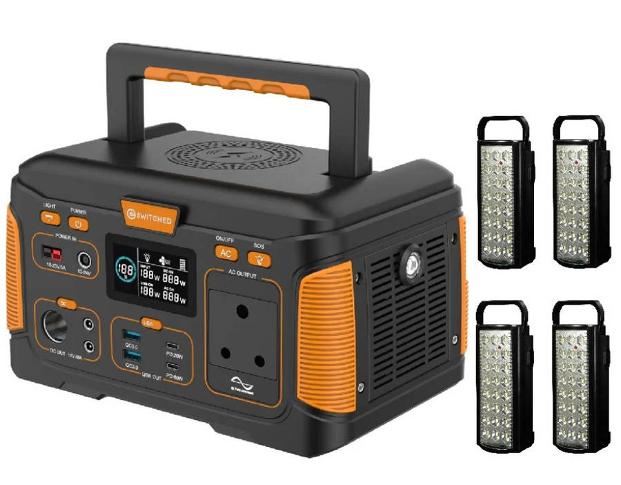 Switched 307Wh Power Station with 4 Emergency Lights