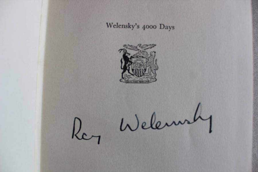 SIGNED: Welensky`"s 4000 Days -  Sir Roy Welensky -