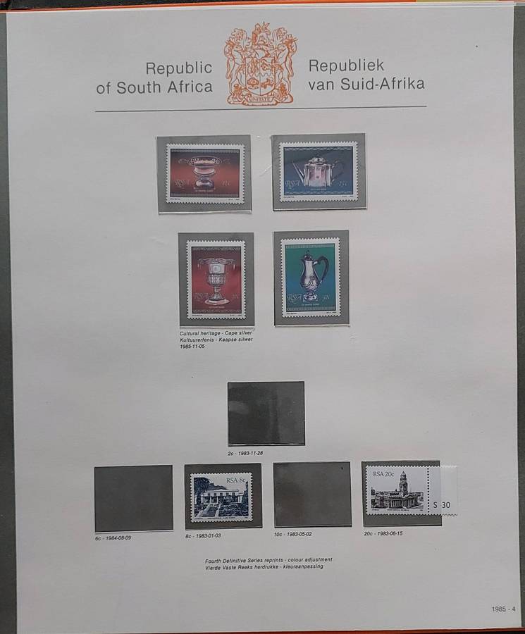 RSA Album, 1961-86, 48 pages, stamps UMM - MH, 3 x pages incomplete, see pics of some pgs