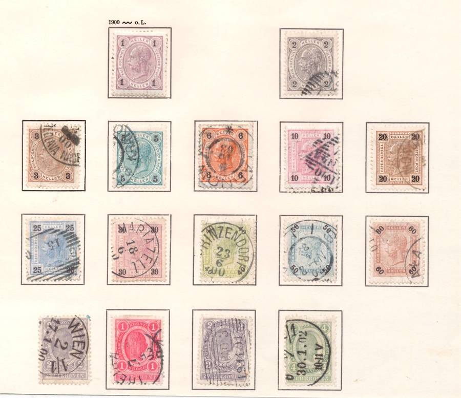 Austria  Selection of Used stamps, 1899, SG 107-121, CV Est £55/R1265