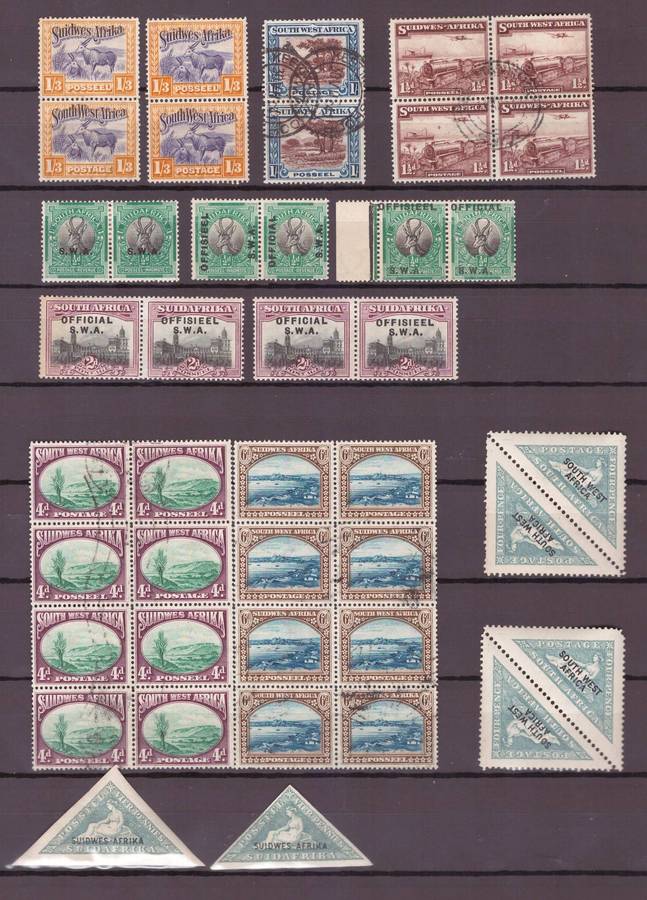 SWA, Selection on 2 x sheets, UMM-USED, Some OPT, some Officials, some blocks