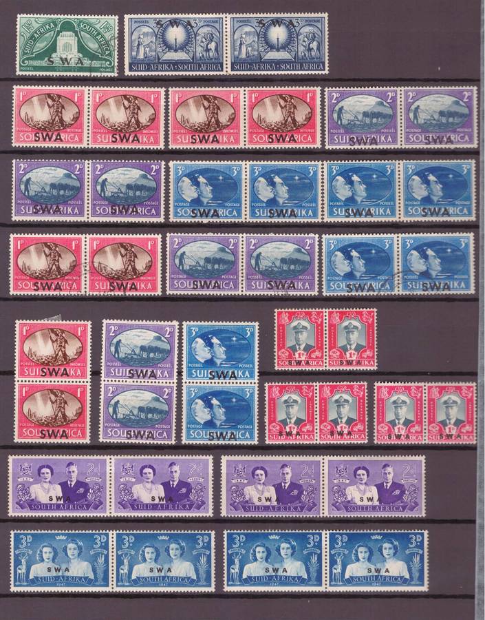 SWA, Selection on 2 x sheets, UMM-USED, Some OPT, some Officials, some blocks
