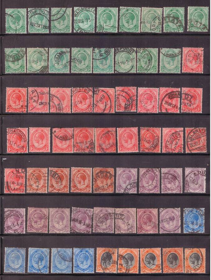 Union of South Arica, 1913, 2 x sheets, Selection of USED incl some coil, a single perf