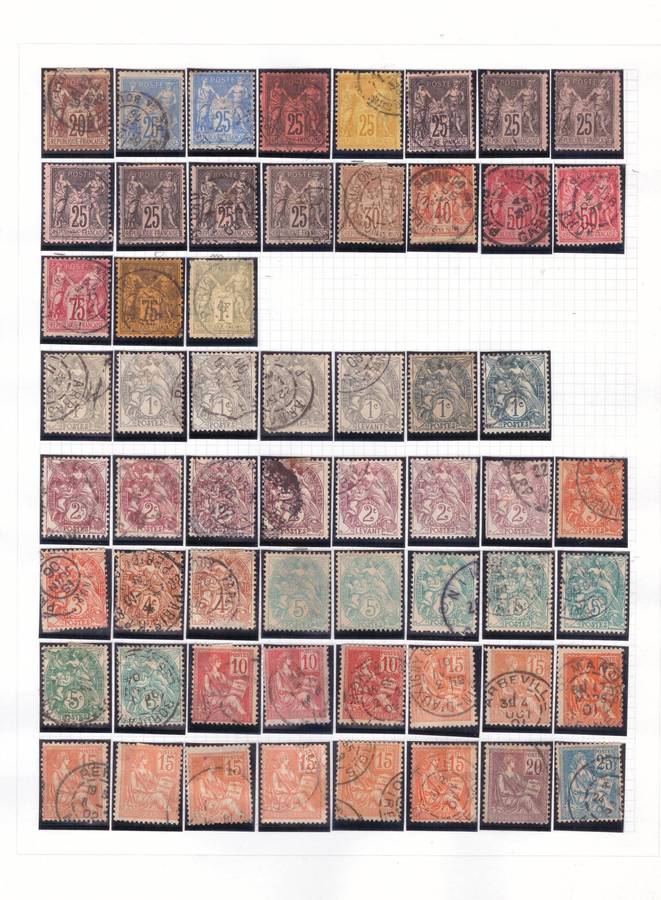 France, selection of USED stamps on Album sheets x 6, See pics