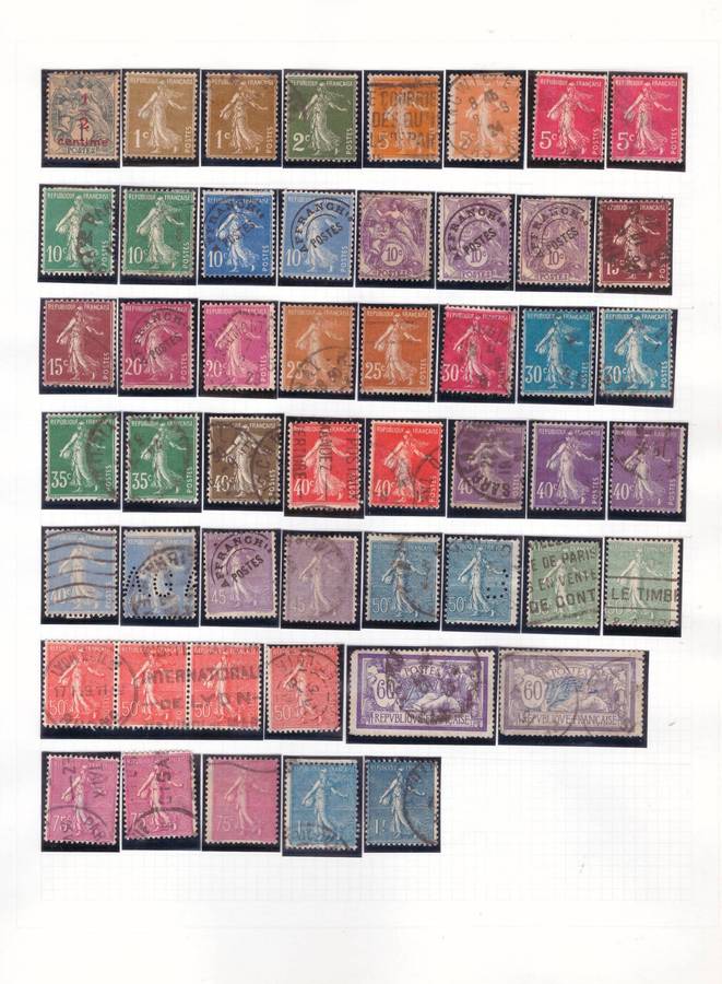 France, selection of USED stamps on Album sheets x 6, See pics