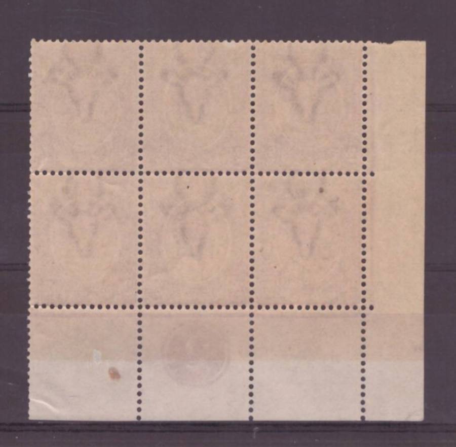 Union of South Africa, 1913, Control block of 6 with Jubilee line, UMM