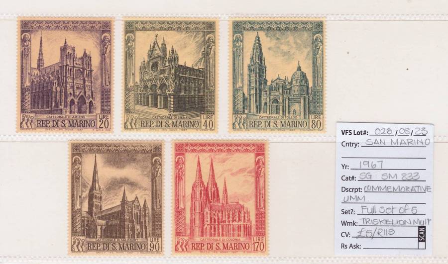 San Marino, 1967, Commemorative, UMM, SG SM833, Full set of 5