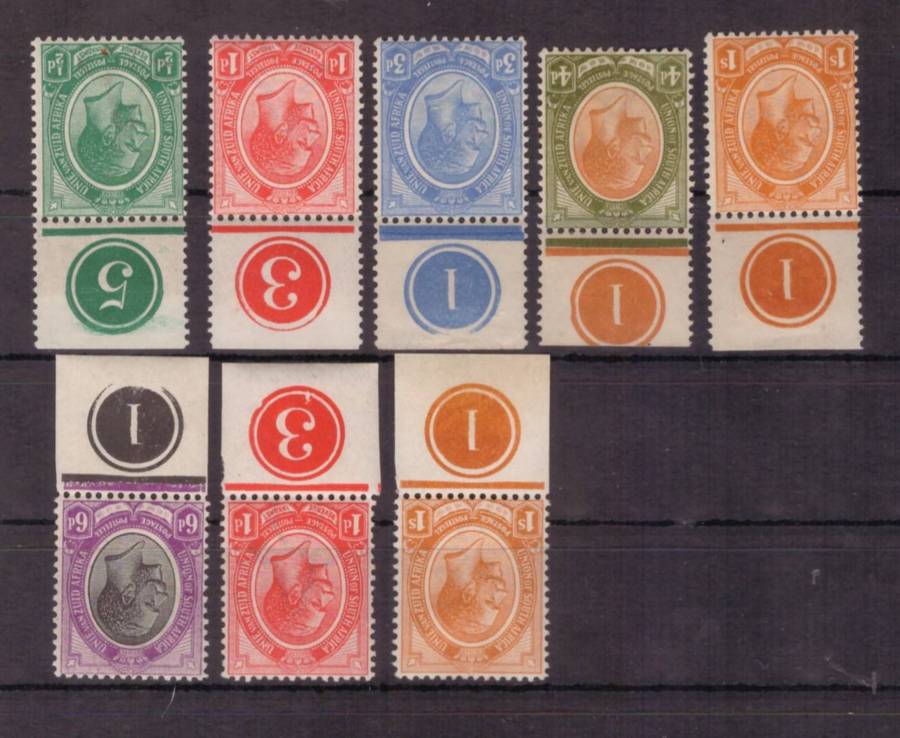 Union of South Africa, 1913, KGV, Selection of Controls with INV W/M, UMM - MH