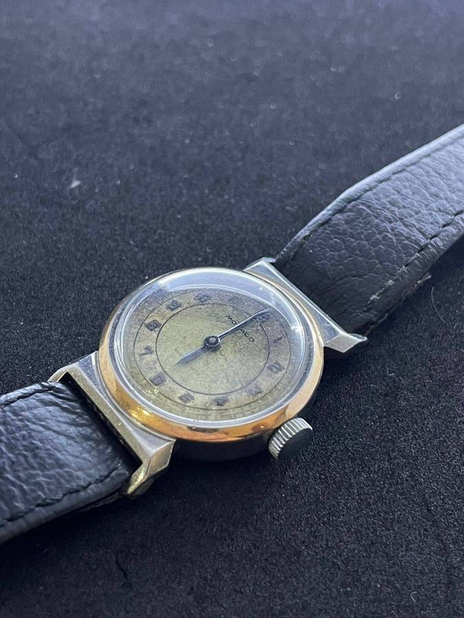 Rare 1930s Movado with solid Rose gold bezel.
