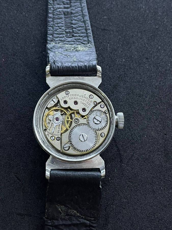 Rare 1930s Movado with solid Rose gold bezel.