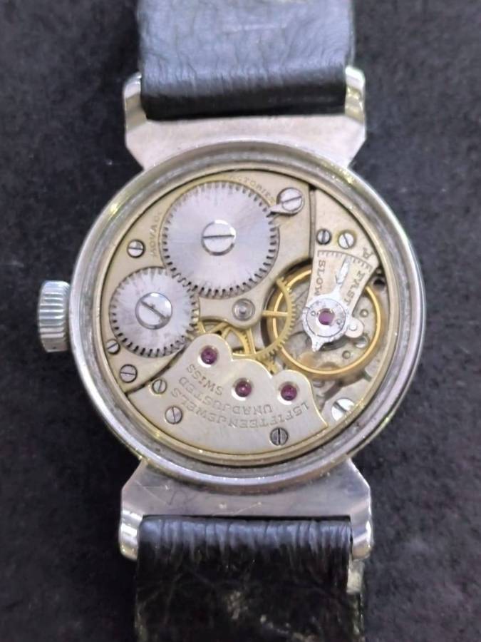 Rare 1930s Movado with solid Rose gold bezel.