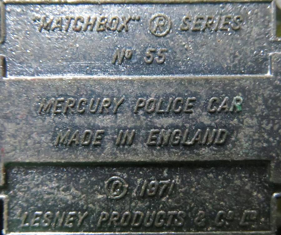 Matchbox Lesney**No. 55**Mercury Police Car**Made in England**1971**