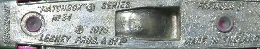 Matchbox Lesney**No. 34**Formula 1**Made in England**1970**