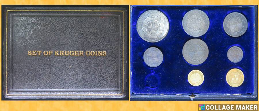 **Kruger Coin Set - 1892**With 3 x Double Shaft Coins**Beautiful set**Boxed**VHTF**No 3 Pence coin**