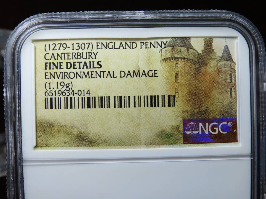 1279 - 1307 England, Edward I Silver Penny, NGC F, Canterbury hammered Coin