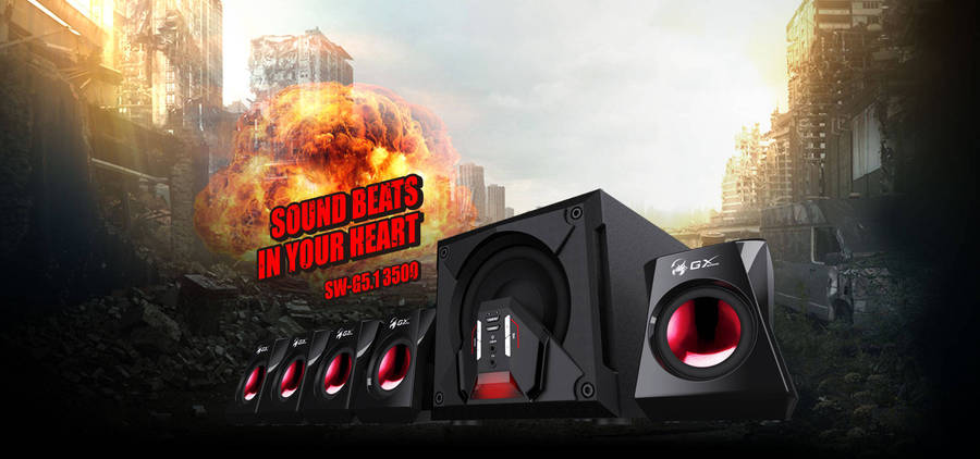 Genius GX SW-G5.1 3500 PC Gaming Speaker Set (5.1 Channels)(80W)(Black and Red)