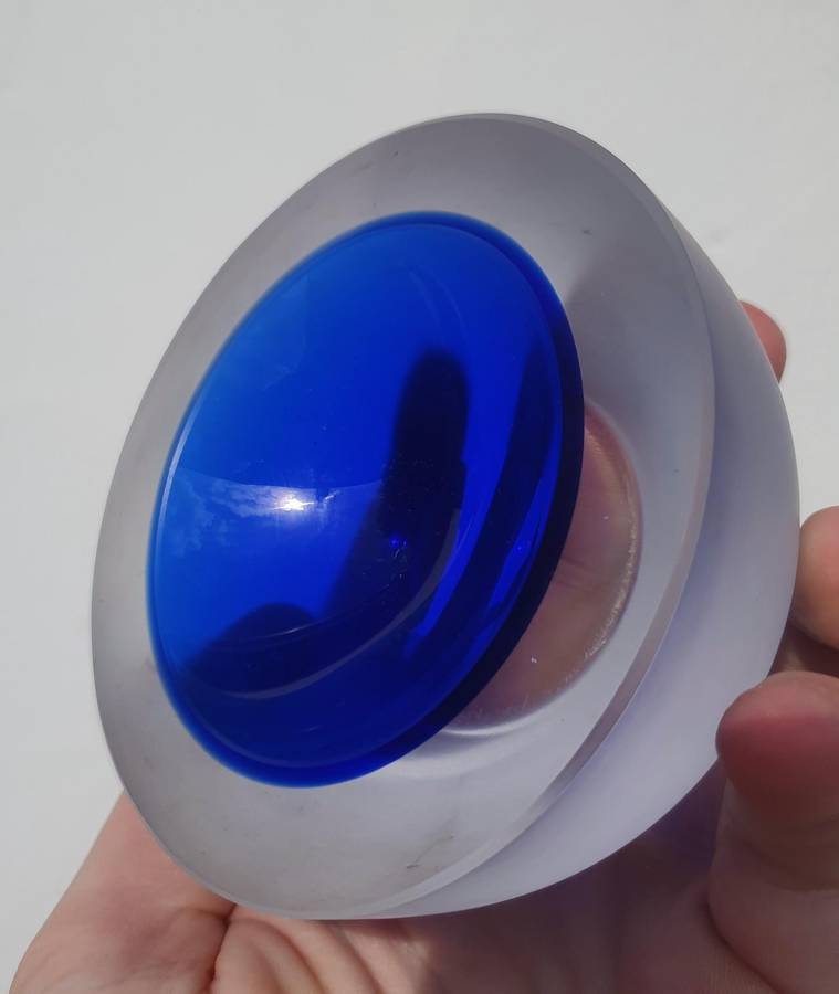 Vintage Murano Glass Styled Inner Blue with Frosted Clear Glass Rim