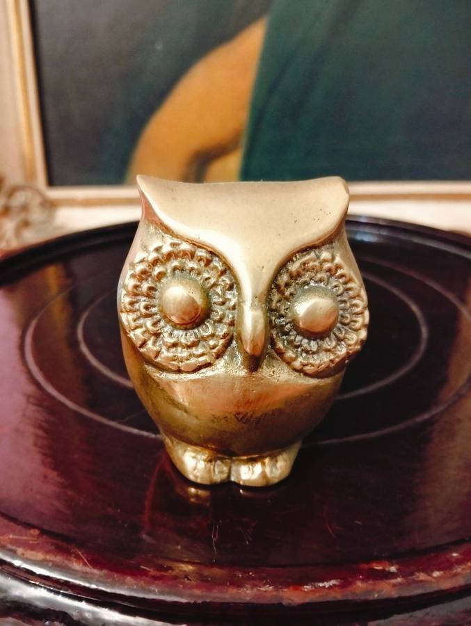 Vintage Solid Brass Owl Collection 3x