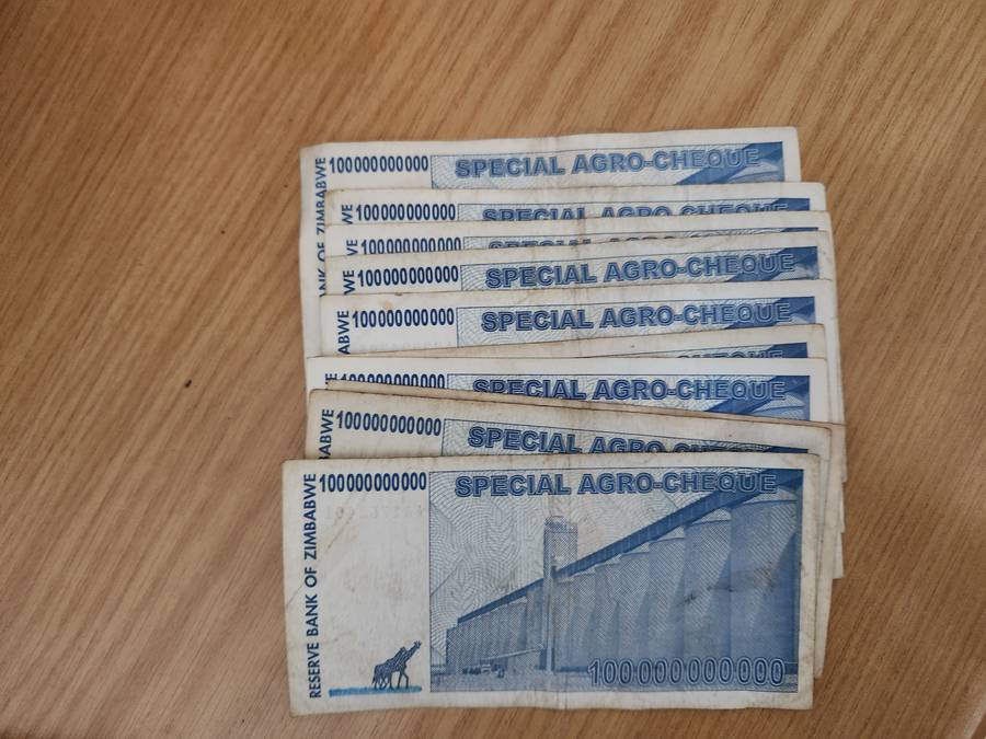 Zim Agro Cheque 100 Billion x10 notes