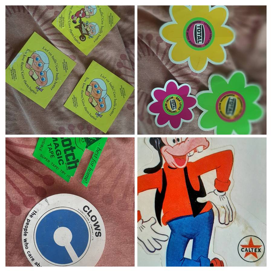 Collection of vintage stickers.