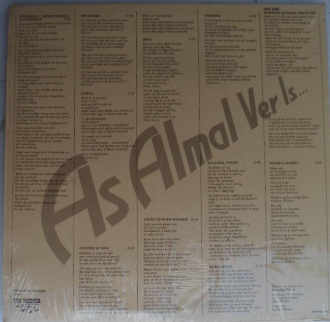 As Almal ver is. Koos du Plessis. Vinyl LP. SKAARS.