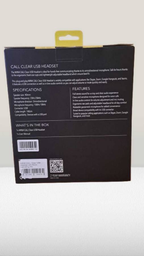 WINX CALL Clear 2.0 USB Headset - Black