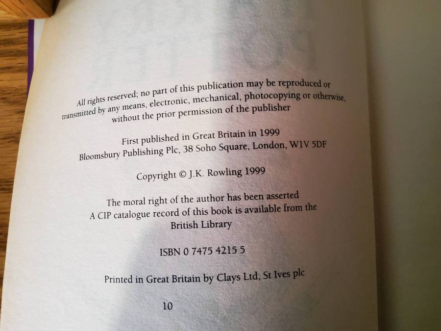 Harry Potter and the Prisoner of Azkaban First (1st) Edition by J K Rowling Hardcover