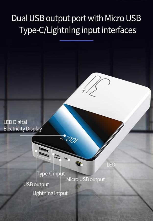 Boss Heavy True 30,000mAh Power Bank LCD Display + LED Torch Output 5V/1A 5V 2.1A