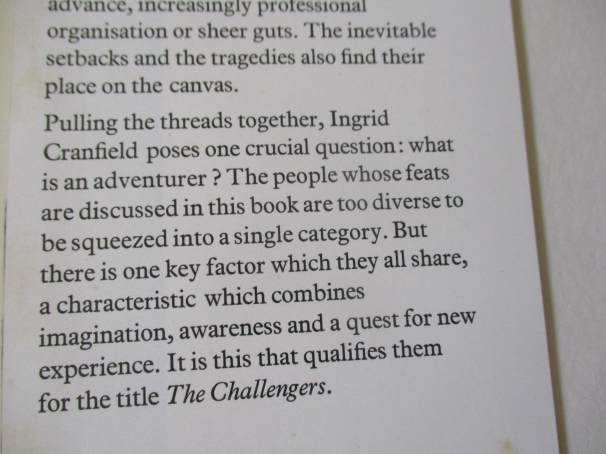 THE CHALLENGERS - BRITISH AND COMMONWEALTH ADVENTURE SINCE 1945 - INGRID CRANFIELD
