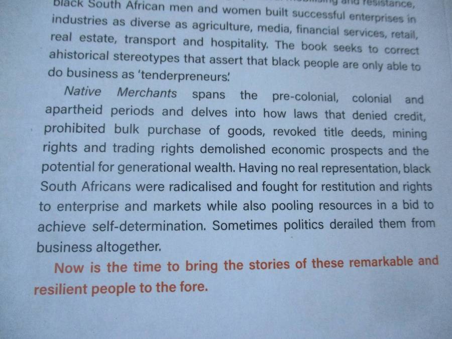 NATIVE MERCHANTS - THE BUILDING OF THE BLACK BUSINESS CLASS IN SOUTH AFRICA - PHAKAMISA NDZAMELA
