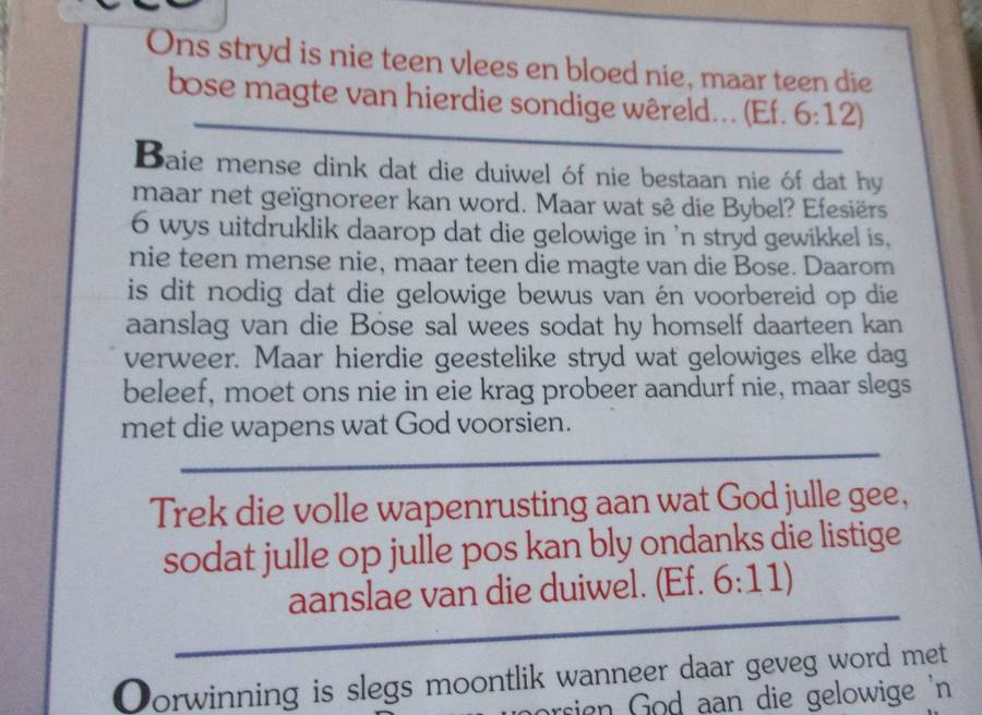 WAPENS VIR DIE GEESTELIKE STRYD - WAT DIE BYBEL SE OOR DIE WAPENRUSTING VAN DIE GELOWIGE IN DIE ..