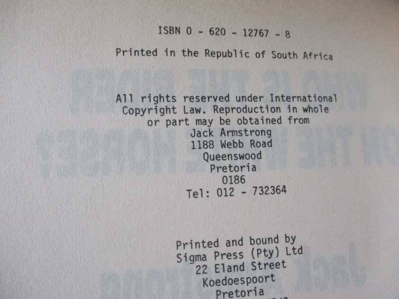 WHO IS THE RIDER ON THE WHITE HORSE -? REV. 6:2 - JACK ARMSTRONG