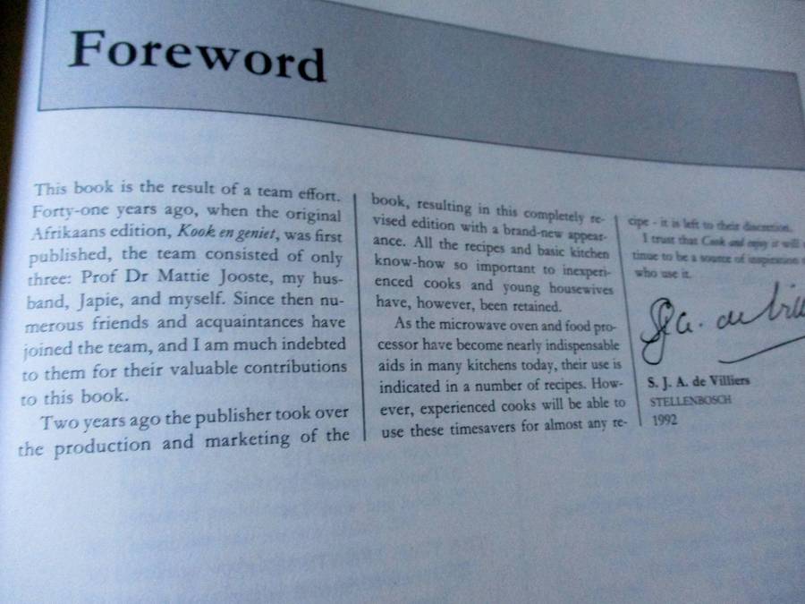 COOK AND ENJOY IT - S.J.A. de VILLIERS - COMPLETELY REVISED EDITION