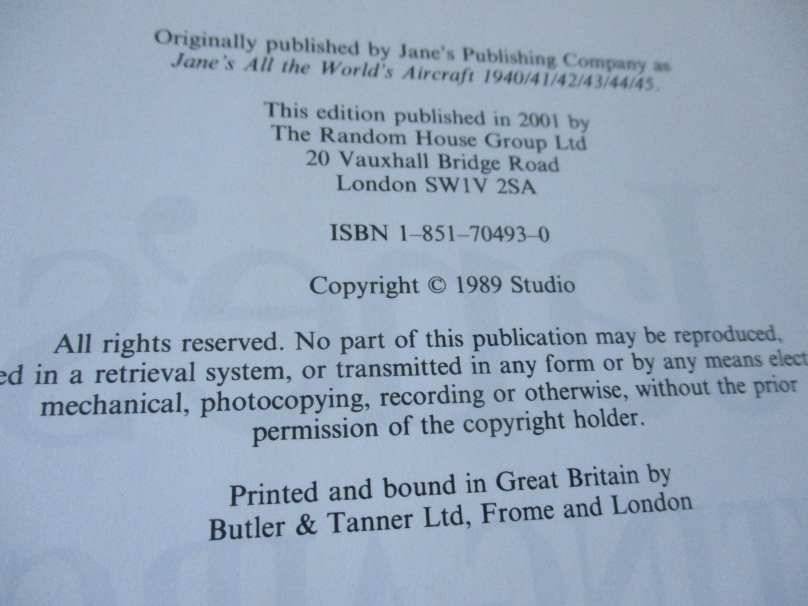 JANE'S FIGHTING AIRCRAFT OF WORLD WAR II - A COMPREHENSIVE ENCYCLOPEDIA WITH MORE THAN 1000 ILLUST.