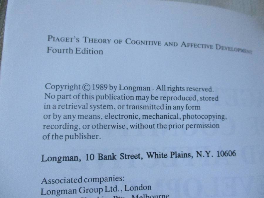 PLAGET'S THEORY OF COGNITIVE AND AFFECTIVE DEVELOPMENT - BARRY J WADSWORTH ( FOURTH EDITION )