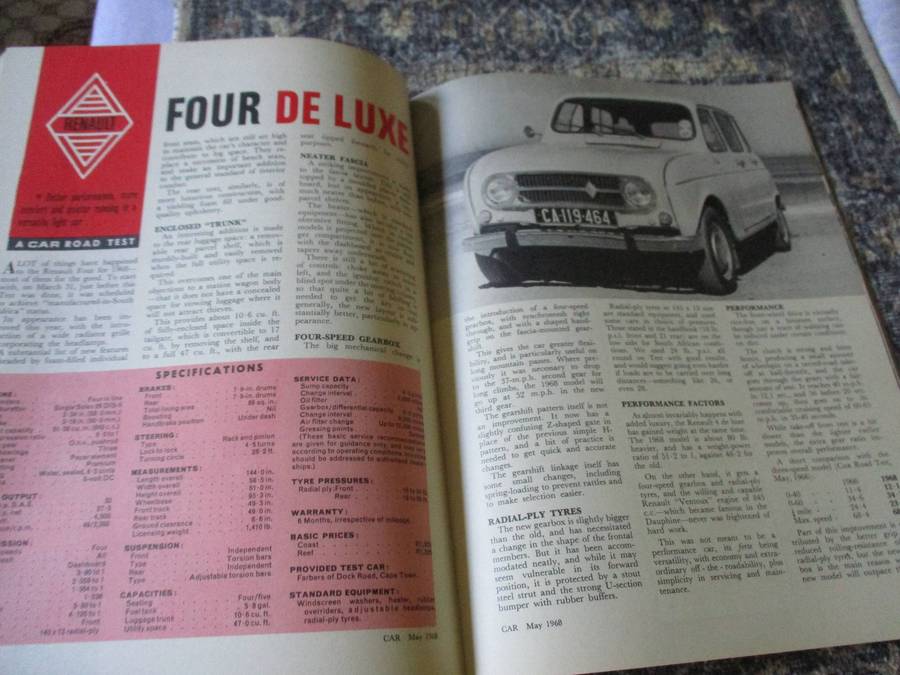 CAR MAGAZINE MAY 1968 ( SA ) ASTON MARTIN DB6, AUDI SUPER 90, RENAULT FOUR, TRIUMPH 1500, VAUXHALL