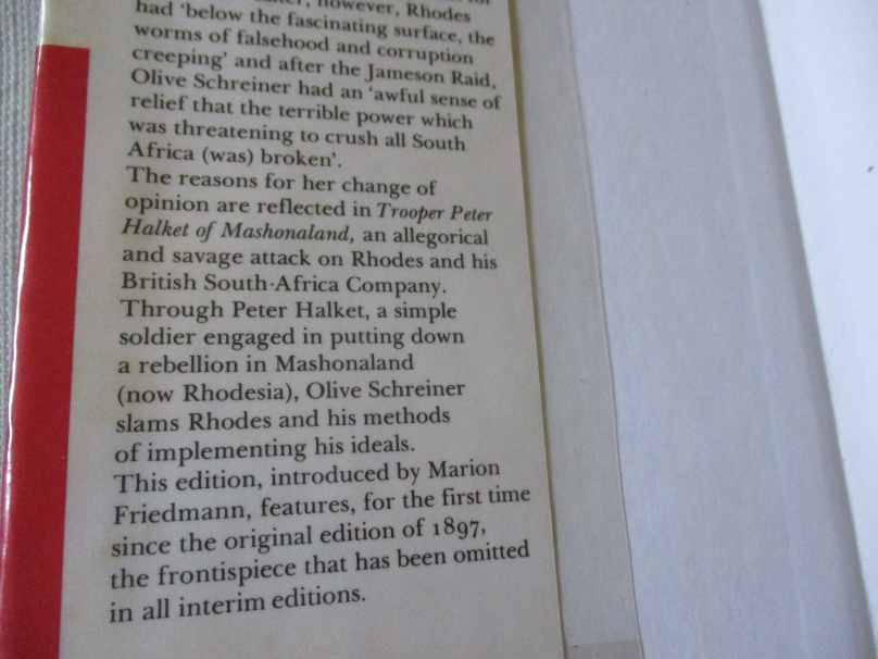 TROOPER PETER HALKET OF MASHONALAND - OLIVE SCHREINER