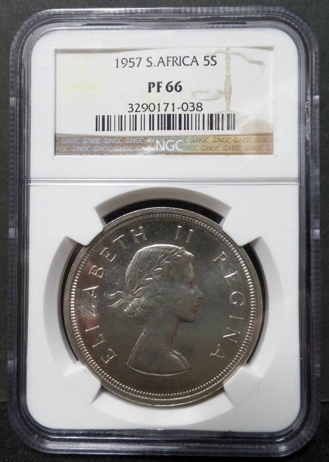 SA Union 5 Shillings 1957 - NGC PF66