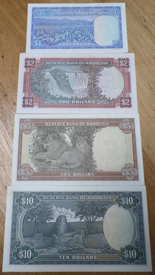 *R1 Auction* Rhodesia - Full set of notes all with Rhodes watermark
