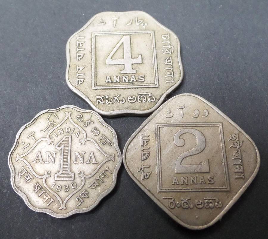 *R1 Auction* British India 1, 2 & 4 Annas - George V