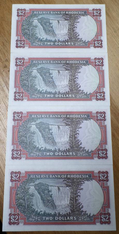 4x Rhodesia 2 Dollars 1979 - aUNC to UNC condition