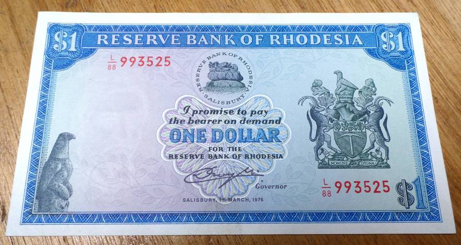 Rhodesia 1 Dollar 1976 - aUNC condition