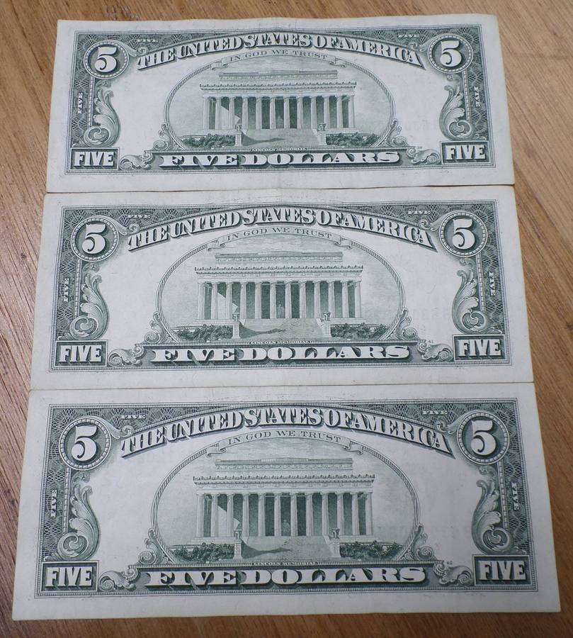USA 5 Dollars 1995 - 3 in sequence